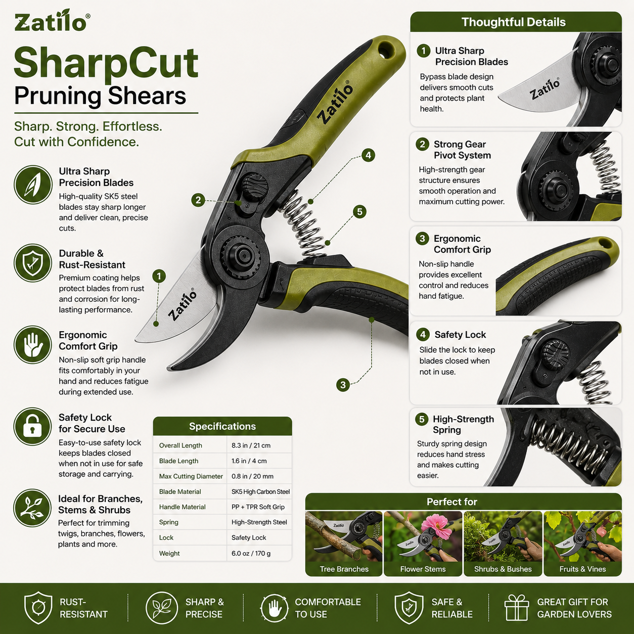Zatilo® SharpCut Pruning Shears