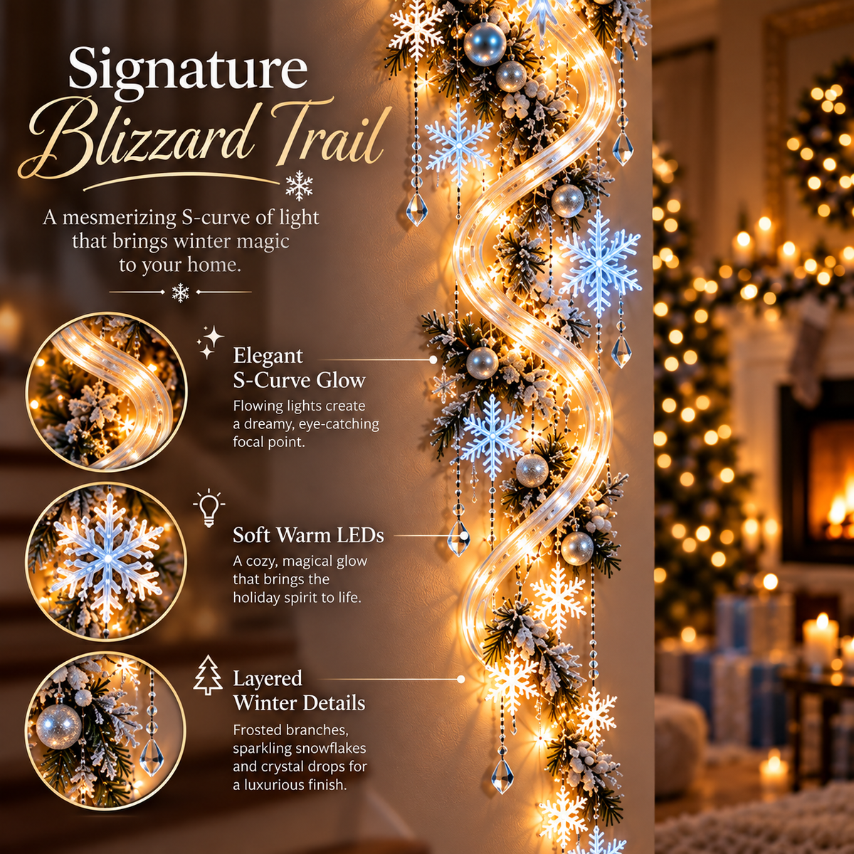 🔥Last Day 49% OFF🔥❄️ Giant Snowflake Blizzard Trail- Let the Snowstorm Glow Indoors