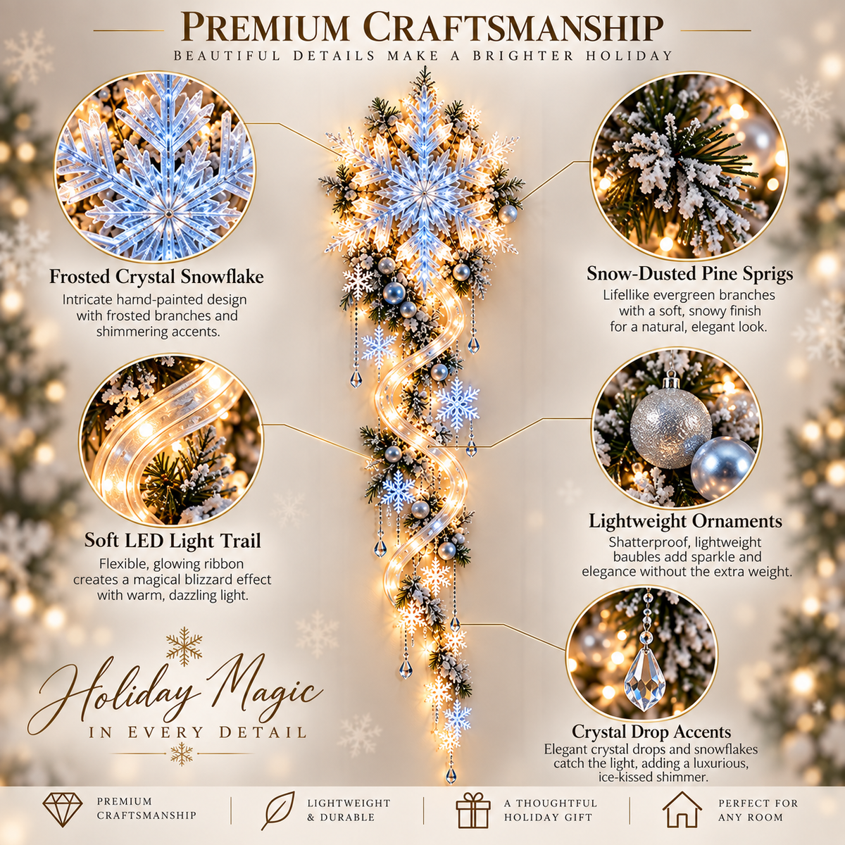 🔥Last Day 49% OFF🔥❄️ Giant Snowflake Blizzard Trail- Let the Snowstorm Glow Indoors