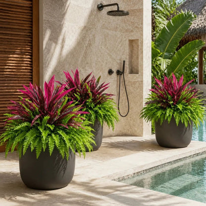 🔥Last Day Sale Price |UV Resistant Artificial Fern & Red Dracaena Decorative Plants – Full, Lush & Fade-Resistant!