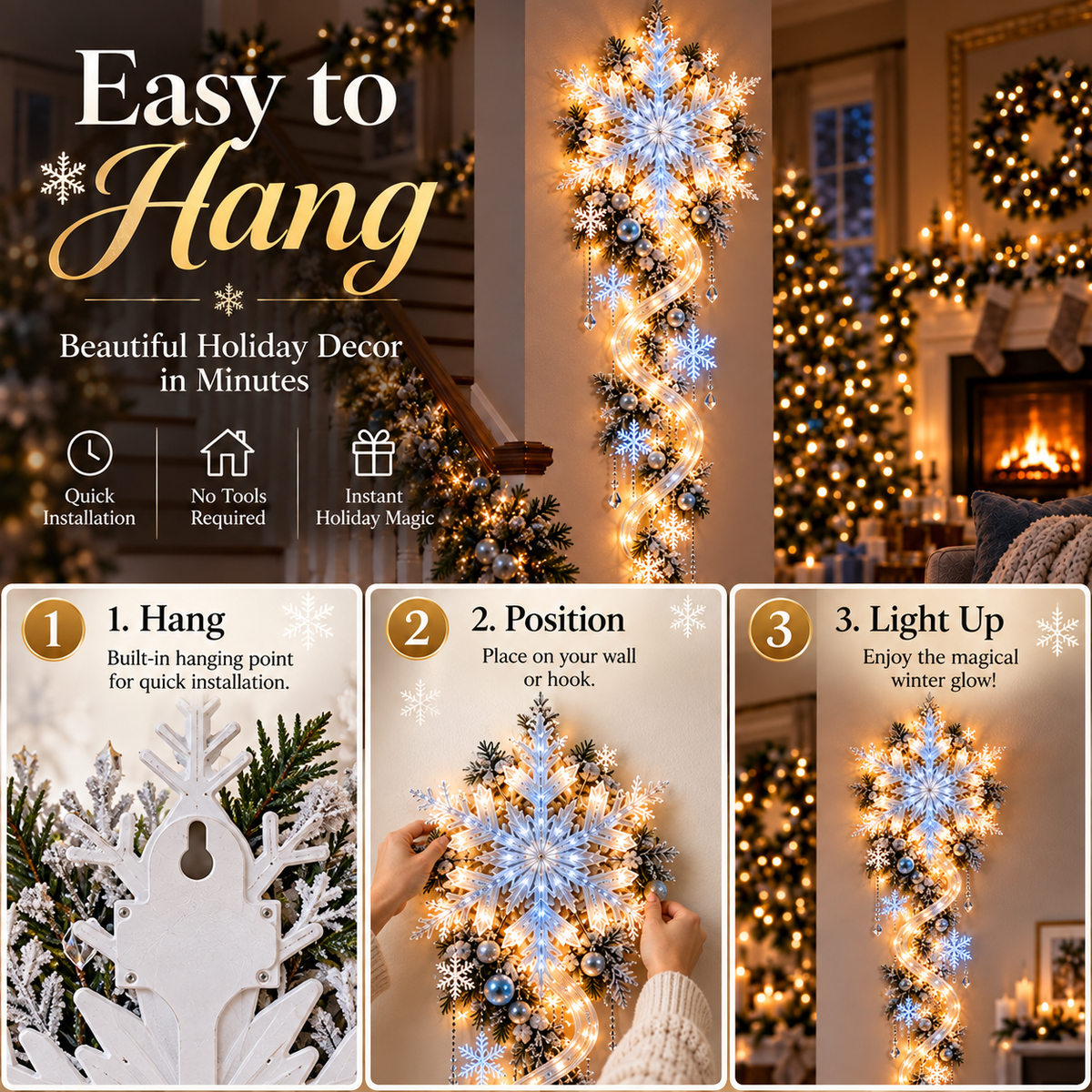 🔥Last Day 49% OFF🔥❄️ Giant Snowflake Blizzard Trail- Let the Snowstorm Glow Indoors