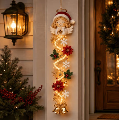 🎄Lighted Christmas Ribbon Hanging Door Decor | Santa, Snowman & Gingerbread Man LED Xmas Hanging Ornament