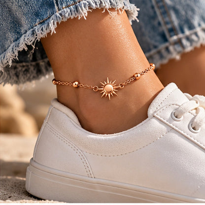 Trevonique® Sunburst Charm Anklet – Adjustable Copper Ankle Bracelet