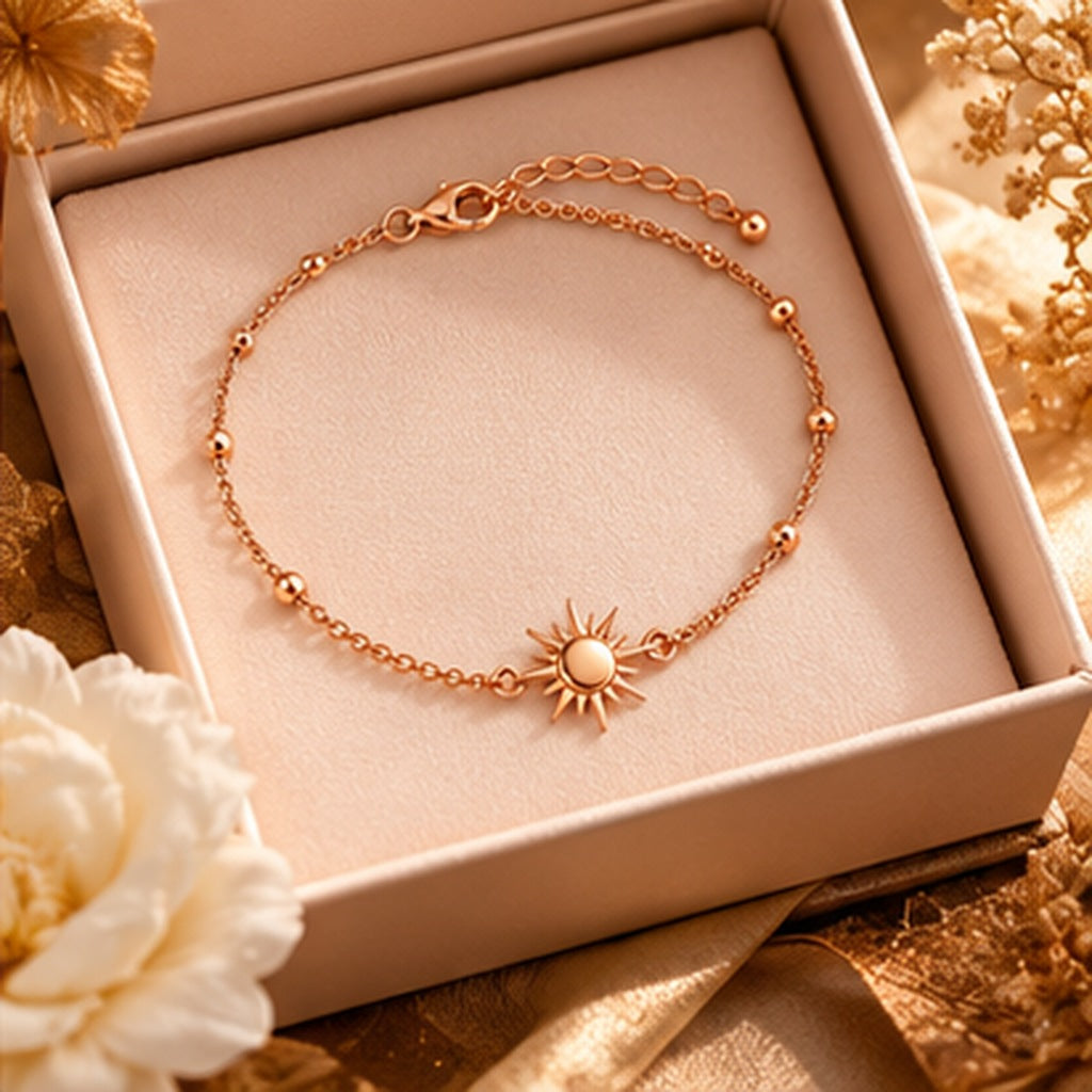 Trevonique® Sunburst Charm Anklet – Adjustable Copper Ankle Bracelet