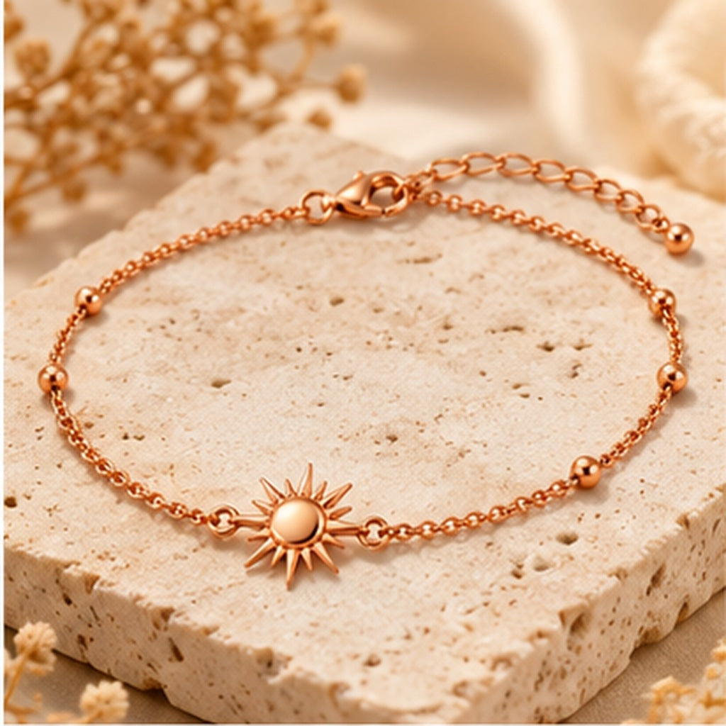 Trevonique® Sunburst Charm Anklet – Adjustable Copper Ankle Bracelet